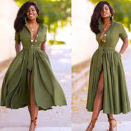 Stylish Women's Belted Half Sleeve Cardi Dress - Lightweight - Army Green - Women - Apparel - Dresses - Day to Night - Milvertons