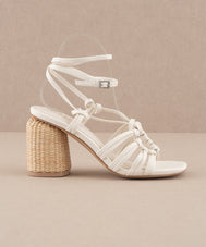 The Monza | White Strappy Basket Weave Heel by Oasis Society - - - Oasis Society