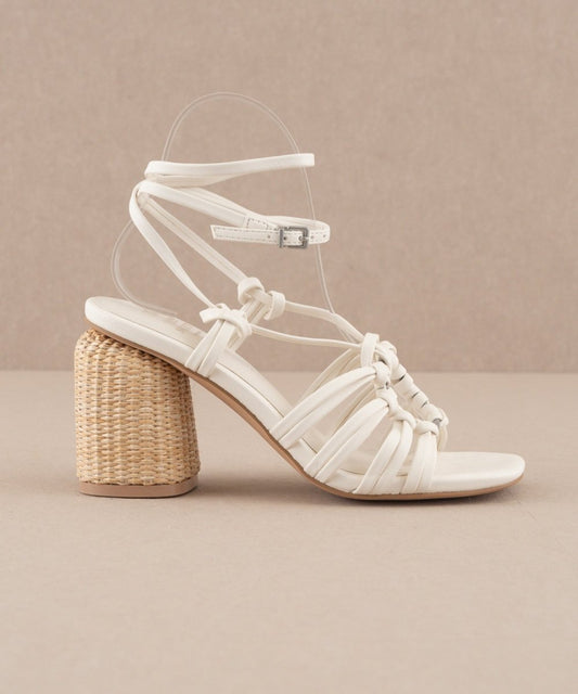 The Monza | White Strappy Basket Weave Heel by Oasis Society - - - Oasis Society