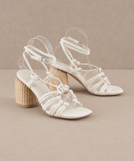 The Monza | White Strappy Basket Weave Heel by Oasis Society - - - Oasis Society