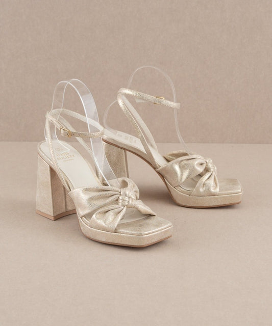 The Zoey | Light Gold knotted band platform heel by Oasis Society - - - Oasis Society