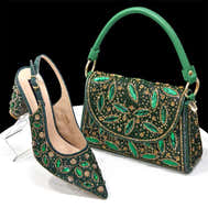 Trendy African Party Shoes & Matching Bag Set - High Heels - green - Women - Shoes - Milvertons
