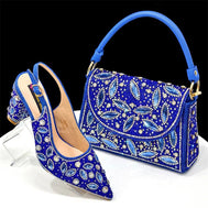 Trendy African Party Shoes & Matching Bag Set - High Heels - Blue - Women - Shoes - Milvertons