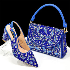 Trendy African Party Shoes & Matching Bag Set - High Heels - Blue - Women - Shoes - Milvertons