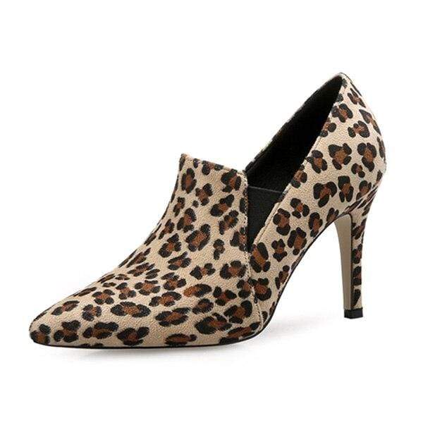 Trendy Faux High Heel Boots for Women - White Leopard - Women - Shoes - Milvertons