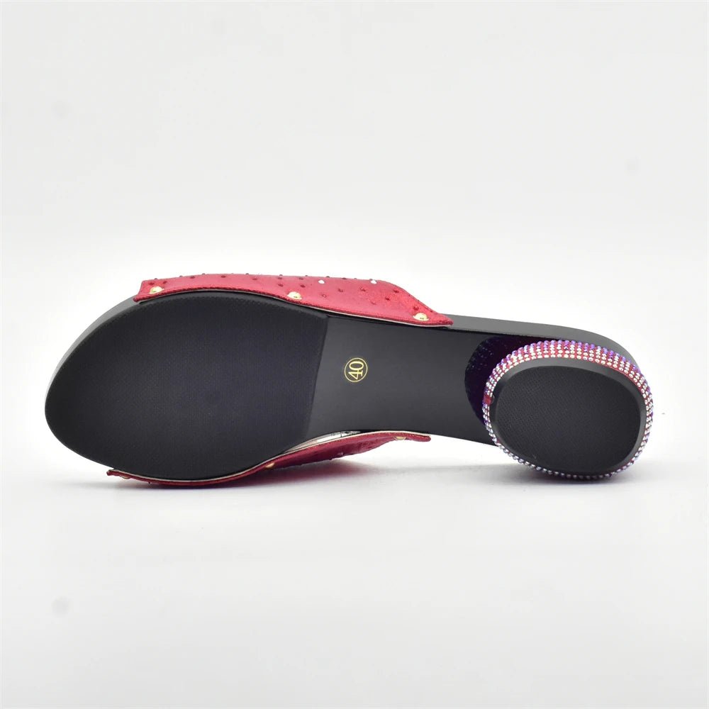 Red Trendy Italian Design Slip-on Shoes with black sole on a white background