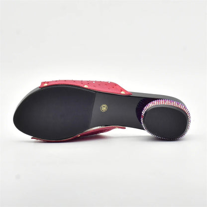 Red Trendy Italian Design Slip-on Shoes with black sole on a white background