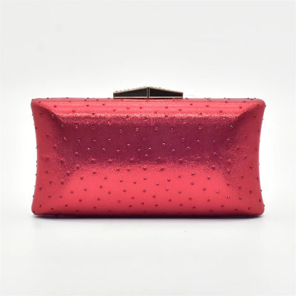 Red Trendy Italian Design Bag with a textured surface on a white background