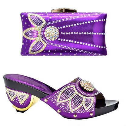 Trendy Italian Design Slip-on Shoes and Matching Bag for Women - Purple - Women - Shoes - Milvertons