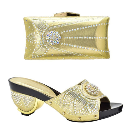 Trendy Italian Design Slip-on Shoes and Matching Bag for Women - Gold - Women - Shoes - Milvertons