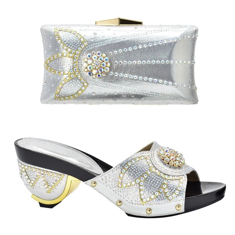 Trendy Italian Design Slip-on Shoes and Matching Bag for Women - Silver - Women - Shoes - Milvertons