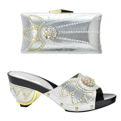 Trendy Italian Design Slip-on Shoes and Matching Bag for Women - Silver - Women - Shoes - Milvertons