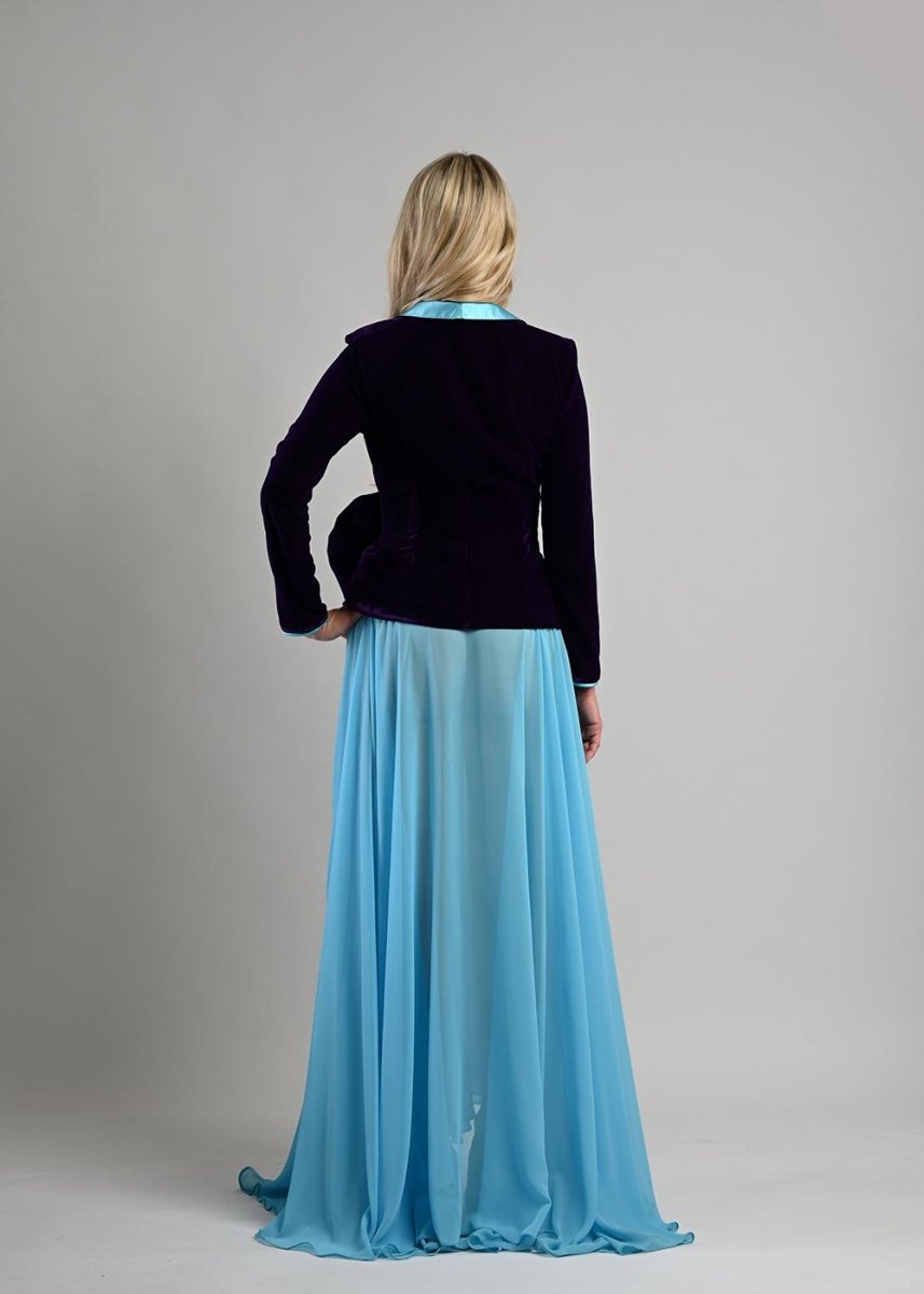 Turquoise Chiffon Maxi Skirt with Overlap Slit - - Skirt - DrevelmaN