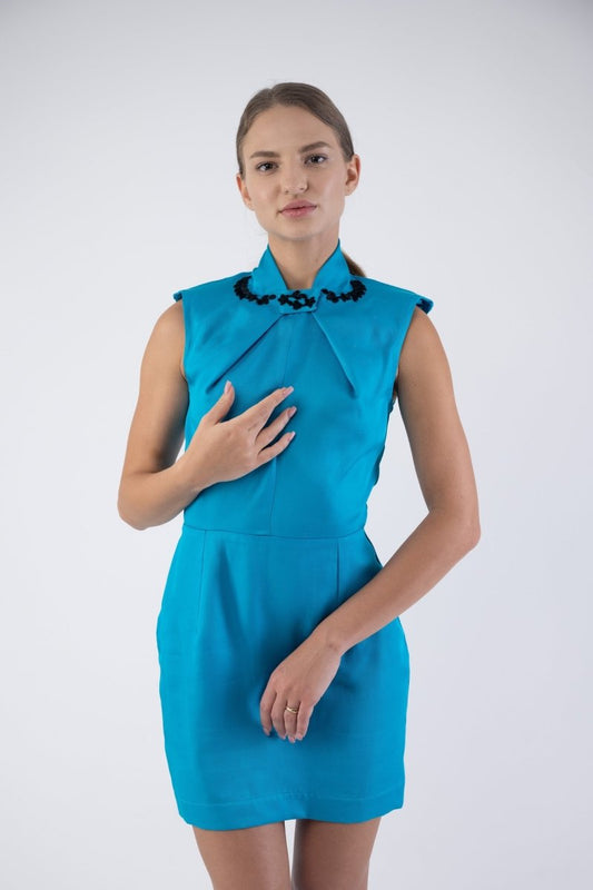 Turquoise Dress with lace - - - DrevelmaN