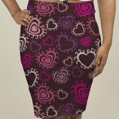 Uniquely Designed Pencil Skirt with Hearts - Multi - Women - Apparel - Skirts - Maxi - Milvertons