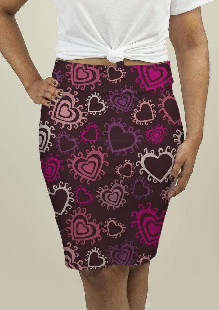 Uniquely Designed Pencil Skirt with Hearts - - Women - Apparel - Skirts - Midi - Milvertons