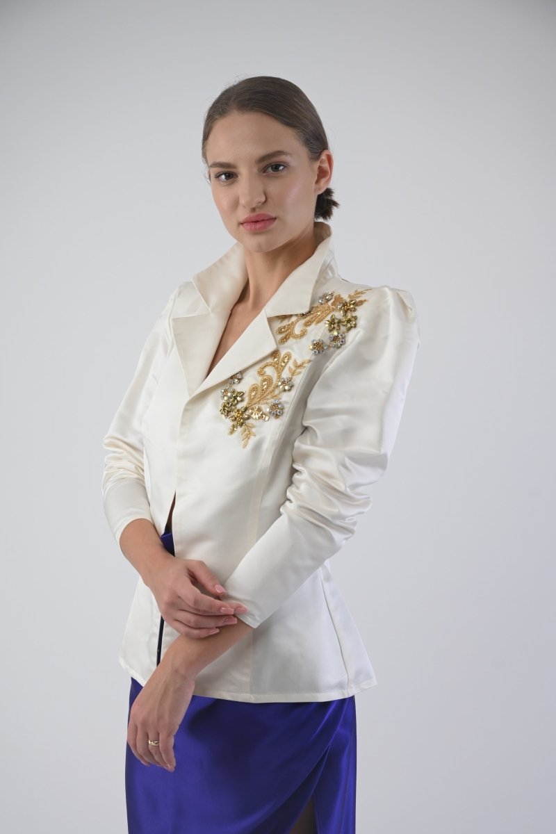 White Jacket with golden handcraft - - - DrevelmaN