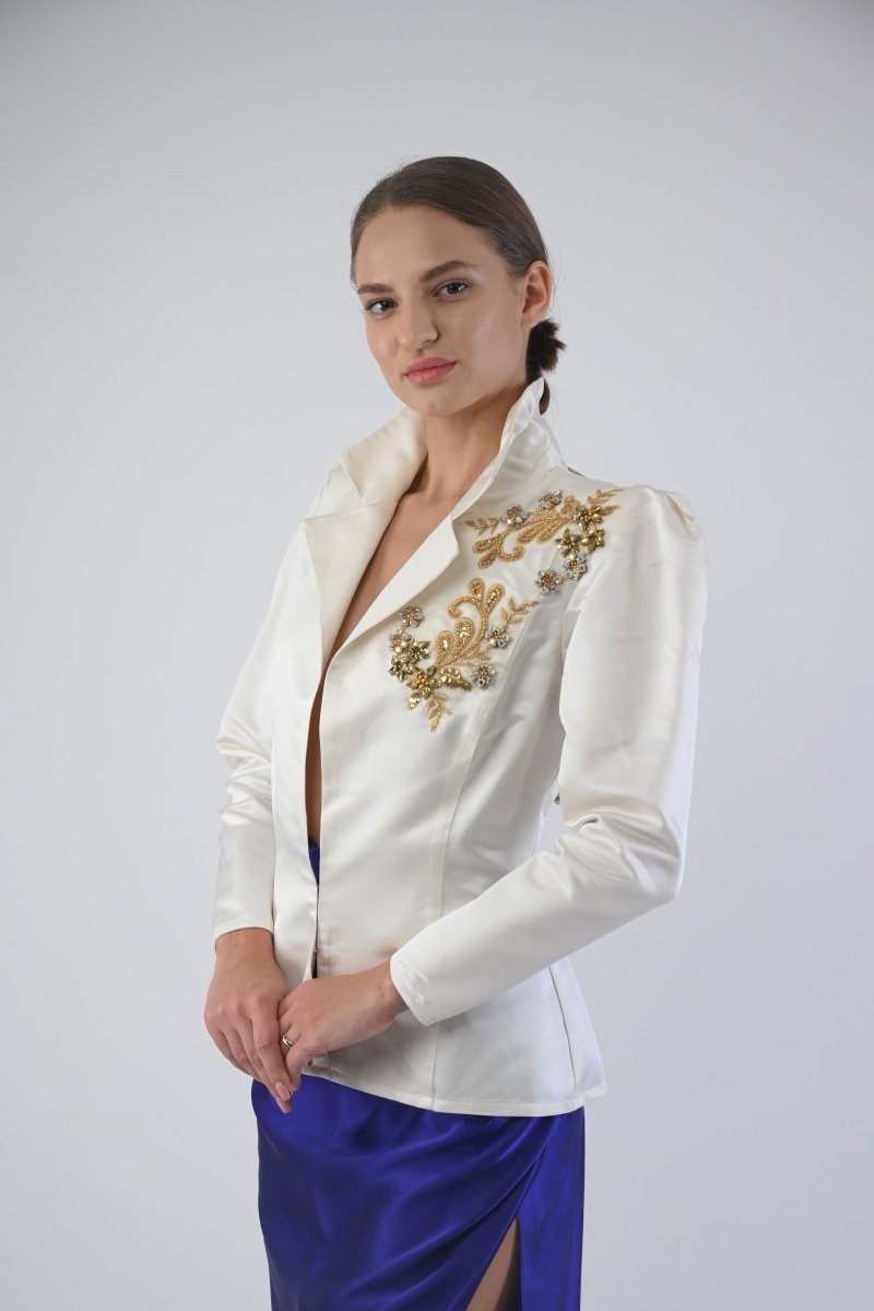 White Jacket with golden handcraft - - - DrevelmaN