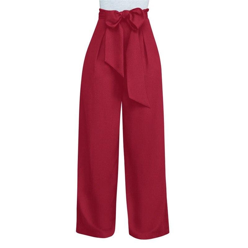 Women's Casual High Waist Loose Palazzo Pants - Red - Women - Apparel - Clothing - Pants - Milvertons