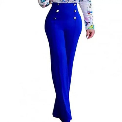 Women's High Waist Solid Color Flared Pants - Royal Blue - Women - Apparel - Clothing - Pants - Milvertons