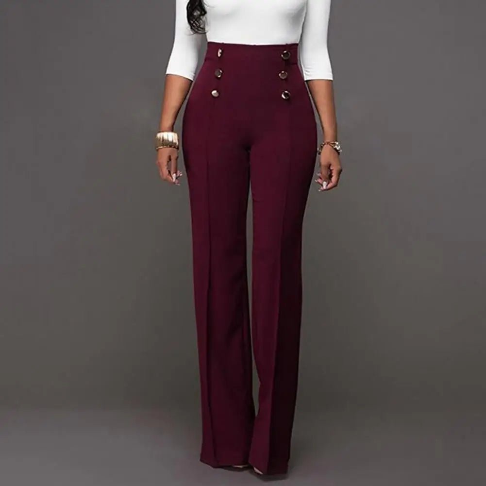 Women's High Waist Solid Color Flared Pants - - Women - Apparel - Clothing - Pants - Milvertons