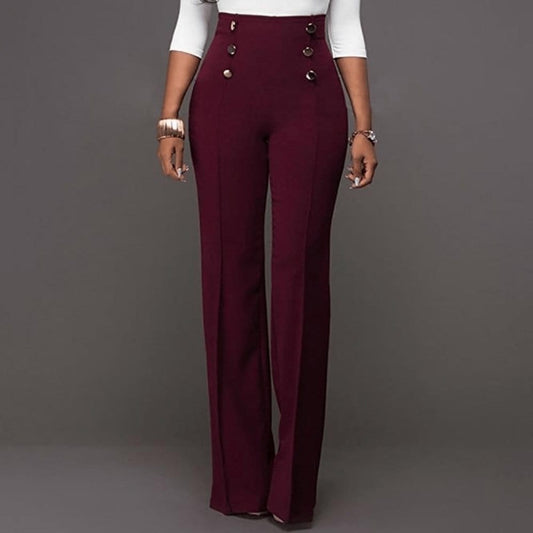 Women's High Waist Solid Color Flared Pants - - Women - Apparel - Clothing - Pants - Milvertons