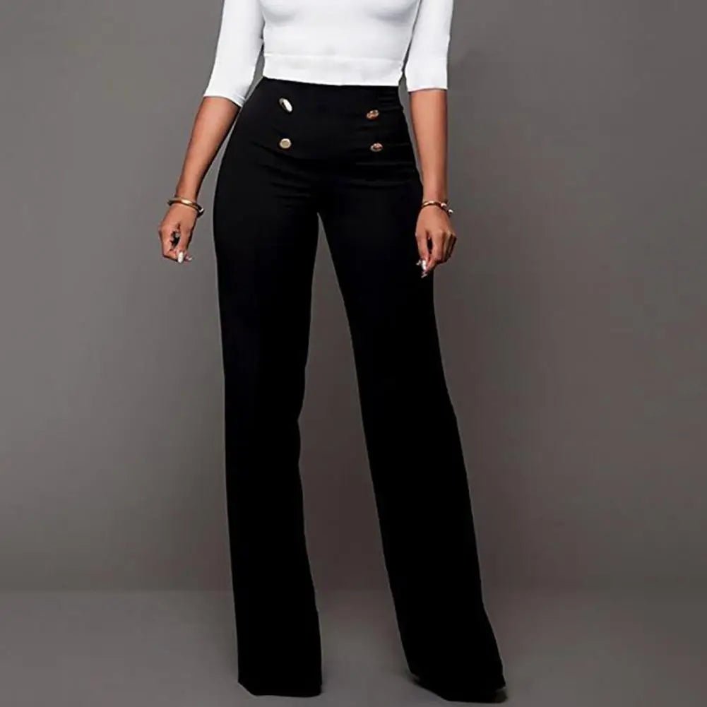 Women's High Waist Solid Color Flared Pants - - Women - Apparel - Clothing - Pants - Milvertons