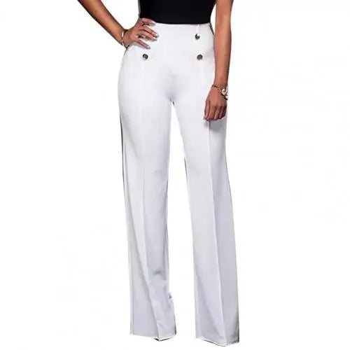 Women's High Waist Solid Color Flared Pants - White - Women - Apparel - Clothing - Pants - Milvertons