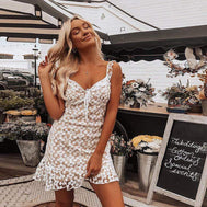 Women's lace summer dress word collar shoulder straps - White L - Women - Apparel - Dresses - Day to Night - Milvertons
