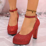 Women's Round Toe Block Heel Pumps - Stylish Comfort - Red - Women - Snoes - Milvertons