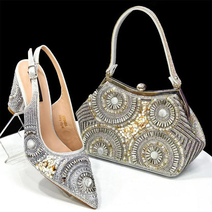 Women's Wedge Heels & Moon Bag Set - European Fashion Style - Silver - Women - Shoes - Milvertons