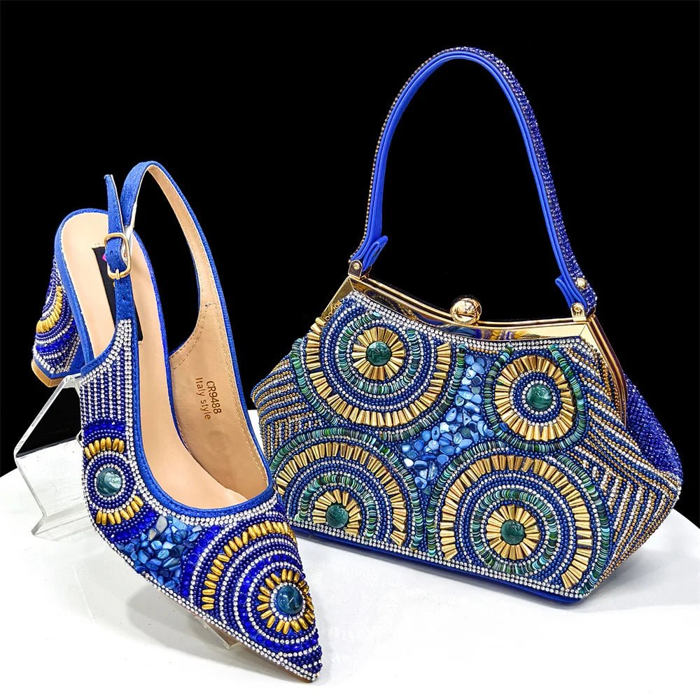 Women's Wedge Heels & Moon Bag Set - European Fashion Style - Blue - Women - Shoes - Milvertons