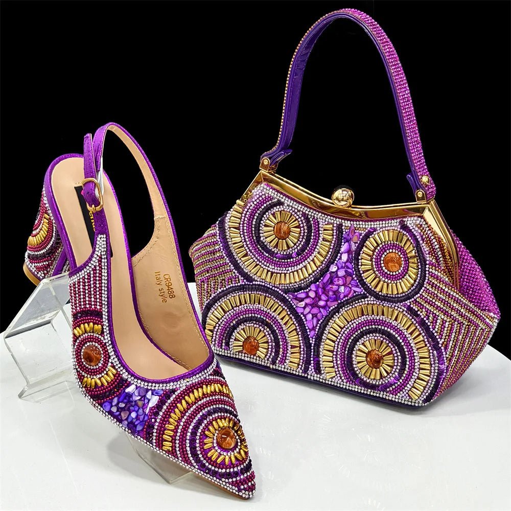 Women's Wedge Heels & Moon Bag Set - European Fashion Style - Purple - Women - Shoes - Milvertons
