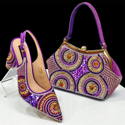 Women's Wedge Heels & Moon Bag Set - European Fashion Style - Purple - Women - Shoes - Milvertons