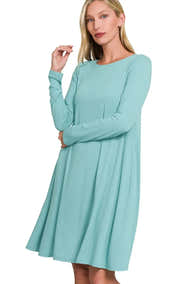 Zenana Long Sleeve Flare Dress With Pockets - - Women - Apparel - Dresses - Day to Night - Milvertons