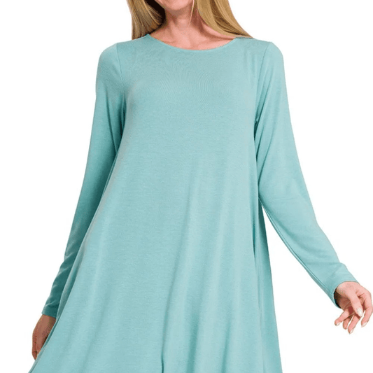Zenana Long Sleeve Flare Dress With Pockets - - Women - Apparel - Dresses - Day to Night - Milvertons